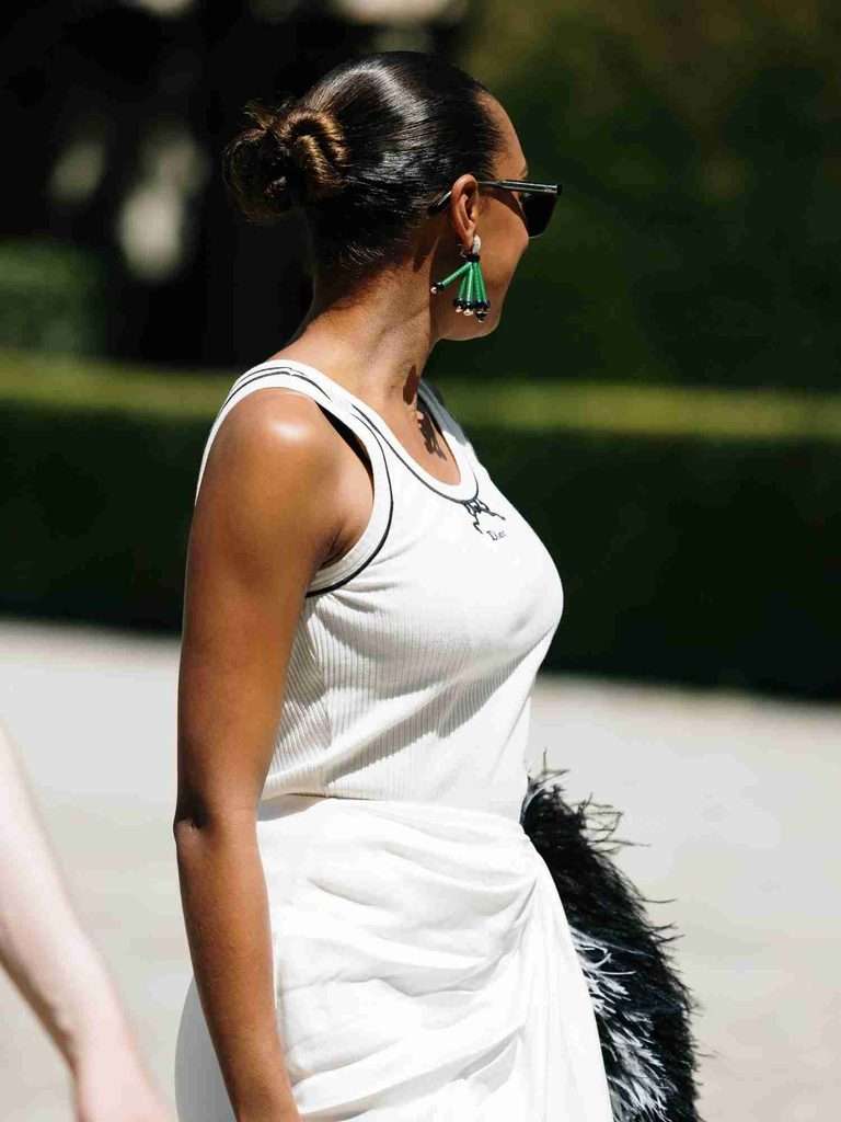 Statement earrings matched with an outfit